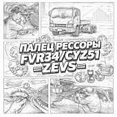 Палец рессоры FVR34/CYZ51 задней =ZEVS= (1513610200 1513610260) фото в интернет-магазине РСТ-Моторс