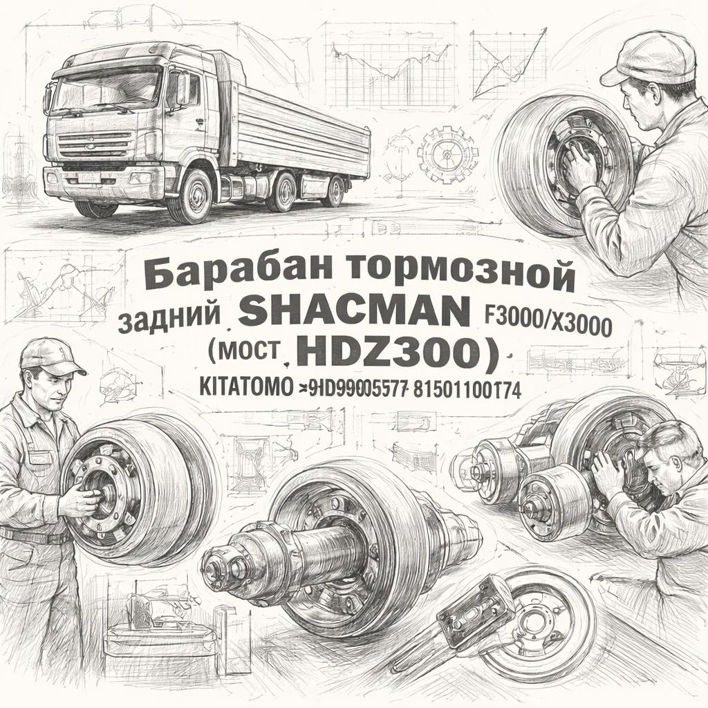 Барабан тормозной задний SHACMAN F3000/X3000 (мост HDZ300) =KITATOMO= (HD90129340571 81501100144) фото в интернет-магазине РСТ-Моторс