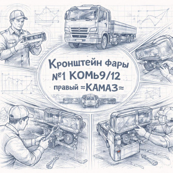 Кронштейн фары №1  КОМ9/12 правый =КАМАЗ= (43089371110035) фото в интернет-магазине РСТ-Моторс