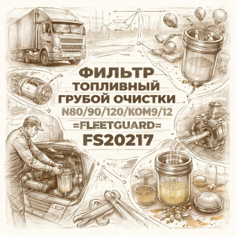 Фильтр топливный грубой очистки N80/90/120/КОМ9/12 =FLEETGUARD= (1105010LE6C0 FS20217) фото в интернет-магазине РСТ-Моторс