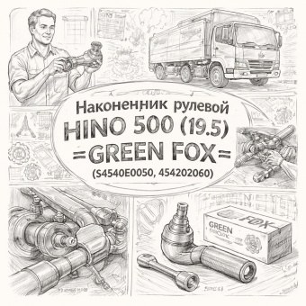 Наконечник рулевой HINO 500 (19.5) правый =GREEN FOX= (S4540E0050 454202060) фото в интернет-магазине РСТ-Моторс