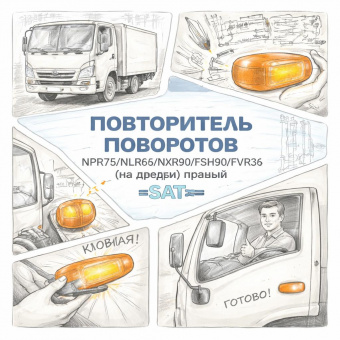 Повторитель поворотов NPR75/NLR85/NQR90/FSR90/FVR34 (на двери) правый =SAT= (8974101804) фото в интернет-магазине РСТ-Моторс