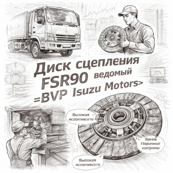 Диск сцепления FSR90 ведомый =BVP Isuzu Motors= (1312409711 1312600401 1876101400) фото в интернет-магазине РСТ-Моторс