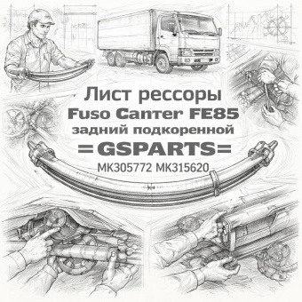Лист рессоры Fuso Canter FE85 задний подкоренной =GSPARTS= (MK305772 MK315620) фото в интернет-магазине РСТ-Моторс