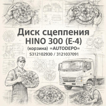 Диск сцепления HINO 300 (E-4) ведущий (корзина) =AUTODEPO= (S312102930 3121037091) фото в интернет-магазине РСТ-Моторс