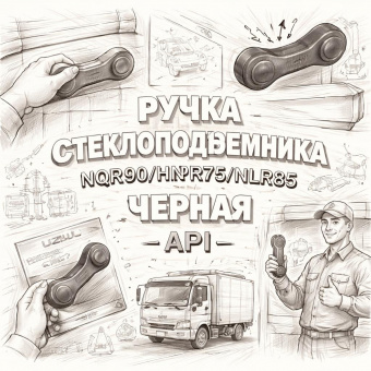 Ручка стеклоподъемника NQR90/NPR75/NLR85 черная =API= (8974053133) фото в интернет-магазине РСТ-Моторс