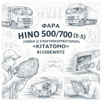 Фара HINO 500/700 (Е-5) левая (с электрокорректором) =KITATOMO= (81150EW072) фото в интернет-магазине РСТ-Моторс