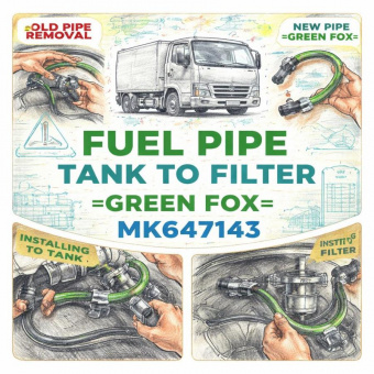 Трубка подачи топлива с бака на фильтр Fuso Canter TF =GREEN FOX= (MK647143) фото в интернет-магазине РСТ-Моторс