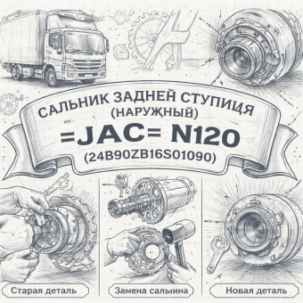 Сальник задней ступицы (наружный) =JAC= N120 (24B90ZB18S01090) фото в интернет-магазине РСТ-Моторс