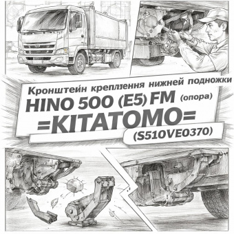 Кронштейн крепления нижней подножки HINO 500 (E5) FM (опора) левый =KITATOMO= (S510VE0370) фото в интернет-магазине РСТ-Моторс