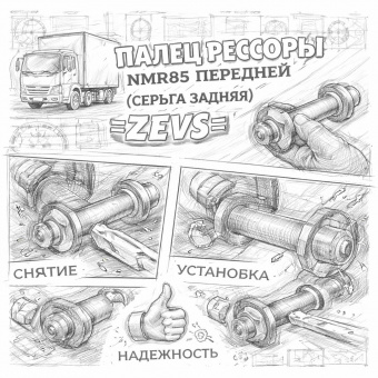 Палец рессоры NMR85 передней (серьга задняя) =ZEVS= (8980343410) фото в интернет-магазине РСТ-Моторс