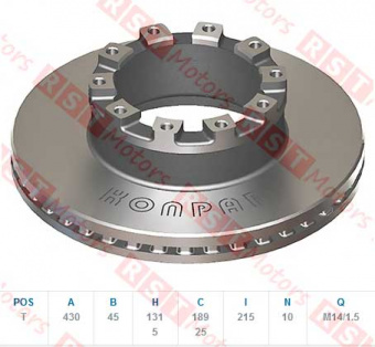 Диск тормозной SAF (B9-22K01, B9-22W) =KONPAR= (4079001700) фото в интернет-магазине РСТ-Моторс
