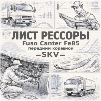 Лист рессоры Fuso Canter FE85 передний коренной =SKV= (MK470961 MK470966 ) фото в интернет-магазине РСТ-Моторс