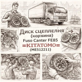 Диск сцепления (корзина) Fuso Canter FE85 =KITATOMO= (ME512211) фото в интернет-магазине РСТ-Моторс