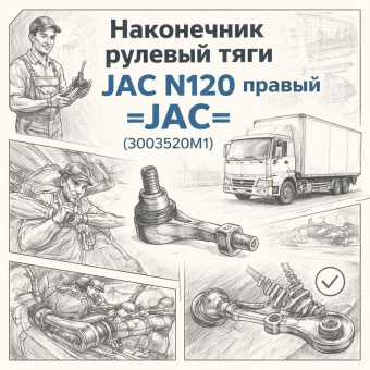 Наконечник рулевой тяги JAC N120 правый =JAC= (3003520M1) фото в интернет-магазине РСТ-Моторс