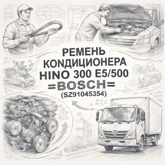 Ремень кондиционера HINO 300 Е5/500 =BOSCH= (SZ91045354) фото в интернет-магазине РСТ-Моторс