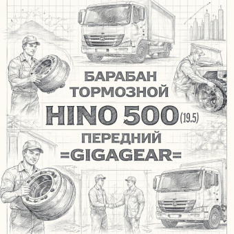 Барабан тормозной HINO 500 (E-3/19.5) передний =GIGAGEAR= (S435124930 S435124940) фото в интернет-магазине РСТ-Моторс