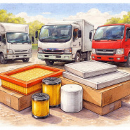 Комплектом дешевле (оригинальные фильтры и полки кабины Fuso Canter FE85)