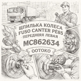 Шпилька колеса Fuso Canter FE85 (дисковые тормоза) передняя левая =OOTOKO= (MC862634) фото в интернет-магазине РСТ-Моторс