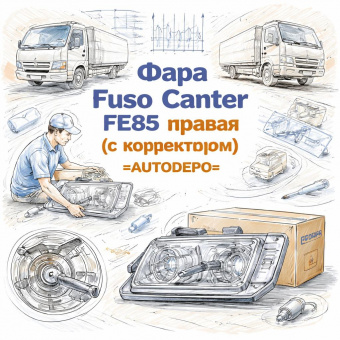 Фара Fuso Canter FE85 правая (с корректором) =AUTODEPO= (MK580648 MK353636) фото в интернет-магазине РСТ-Моторс