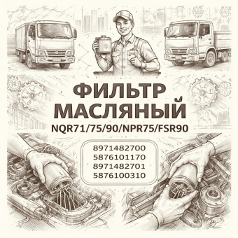 Фильтр масляный NQR71/75/90/NPR75/FSR90 =Isuzu Motors= (8971482700 5876101170 8971482701 5876100310) фото в интернет-магазине РСТ-Моторс