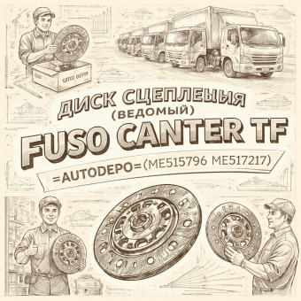 Диск сцепления (ведомый) Fuso Canter TF =AUTODEPO= (ME515796 ME517217) фото в интернет-магазине РСТ-Моторс