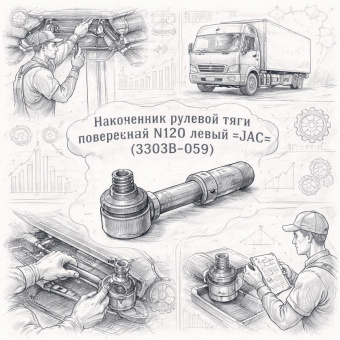 Наконечник рулевой тяги поперечной N120 левый =JAC= (3303B-059) фото в интернет-магазине РСТ-Моторс