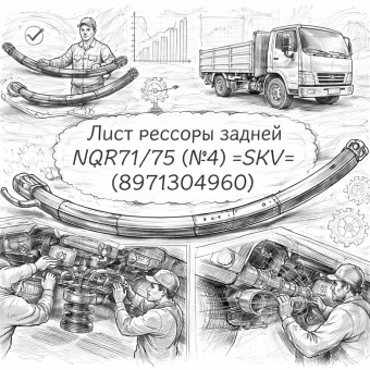 Лист рессоры задней NQR71/75 (№4) =SKV= (8971304960) фото в интернет-магазине РСТ-Моторс
