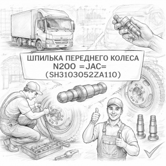 Шпилька переднего колеса  N200 =JAC= (SH3103052ZA110) фото в интернет-магазине РСТ-Моторс
