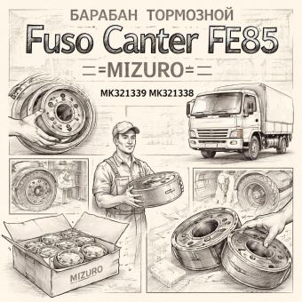 Барабан тормозной Fuso Canter FE85 =MIZURO= (MK321339 MK321338) фото в интернет-магазине РСТ-Моторс