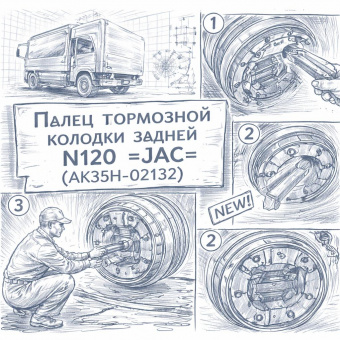 Палец тормозной колодки задней N120 =JAC= (AK35H-02132) фото в интернет-магазине РСТ-Моторс