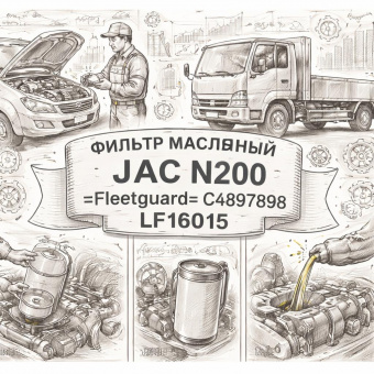 Фильтр масляный JAC N200 =Fleetguard= (С4897898 LF16015) фото в интернет-магазине РСТ-Моторс