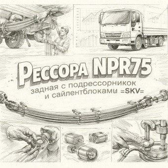 Рессора NPR75 задняя с подрессорником и сайлентблоками =SKV= (8980799020 8982395140) фото в интернет-магазине РСТ-Моторс