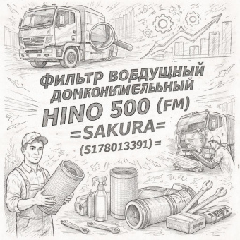 Фильтр воздушный дополнительный HINO 500 (FM) =SAKURA= (S178013391) фото в интернет-магазине РСТ-Моторс