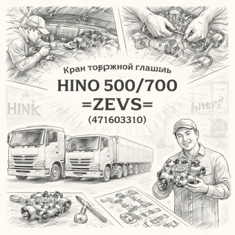 Кран тормозной главный HINO 500/700 =ZEVS= (471603310) фото в интернет-магазине РСТ-Моторс