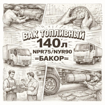 Бак топливный (140л) NPR75/NQR90 =БАКОР= (8983183420) фото в интернет-магазине РСТ-Моторс