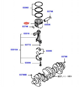 Поршень Fuso Canter FE85 (STD) (E4) (1 цилиндр) (пальцы + замки) =TEIKIN= фото в интернет-магазине РСТ-Моторс