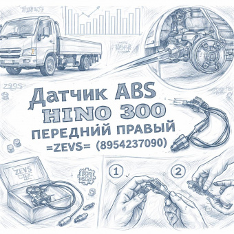 Датчик ABS HINO 300 (ШК) передний правый =ZEVS= (8954237090) фото в интернет-магазине РСТ-Моторс