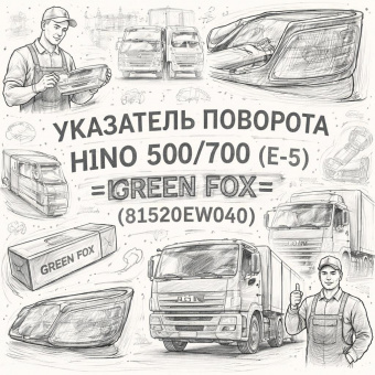 Указатель поворота HINO 500/700 (Е-5) левый =GREEN FOX= (81520EW040) фото в интернет-магазине РСТ-Моторс