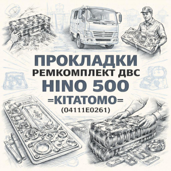 Прокладки ремкомплект ДВС HINO 500 =KITATOMO= (04111E0261) фото в интернет-магазине РСТ-Моторс