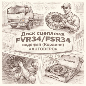 Диск сцепления FVR34/FSR34 ведущий (Корзина) =AUTODEPO= (1876101450 1312203802) фото в интернет-магазине РСТ-Моторс
