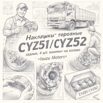 Накладки тормозные CYZ51/CYZ52 задние 4 шт. комплект на колесо =Isuzu Motors= (1883107751) фото в интернет-магазине РСТ-Моторс