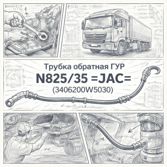 Трубка обратная ГУР N825/35 =JAC= (3406200W5030) фото в интернет-магазине РСТ-Моторс