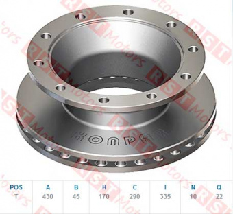 Диск тормозной Schmitz =KONPAR= (017870) фото в интернет-магазине РСТ-Моторс