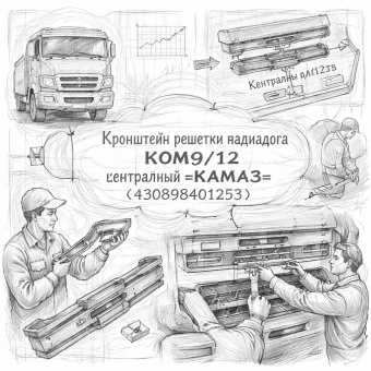 Кронштейн решетки радиатора  КОМ9/12 центральный =КАМАЗ= (430898401253) фото в интернет-магазине РСТ-Моторс