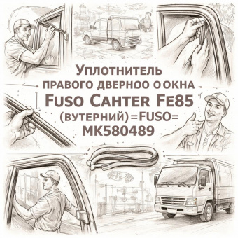 Уплотнитель правого дверного окна Fuso Canter FE85 (внутренний) =FUSO= (MK580489) фото в интернет-магазине РСТ-Моторс