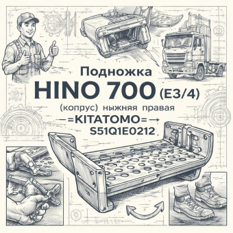 Подножка HINO 700 (E3/4) (корпус) нижняя правая =KITATOMO= (S51Q1E0212) фото в интернет-магазине РСТ-Моторс