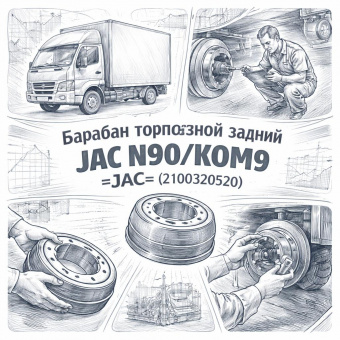 Барабан тормозной задний JAC N90/КОМ9 =JAC= (2100320520) фото в интернет-магазине РСТ-Моторс