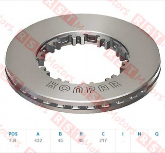 Диск тормозной DAF CF65/75/85/XF95 перед-зад =KONPAR= (1387439) фото в интернет-магазине РСТ-Моторс