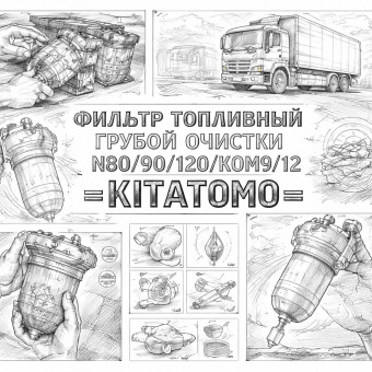 Фильтр топливный грубой очистки N80/90/120/КОМ9/12 =KITATOMO= (1105010LE6C0 FS20217) фото в интернет-магазине РСТ-Моторс